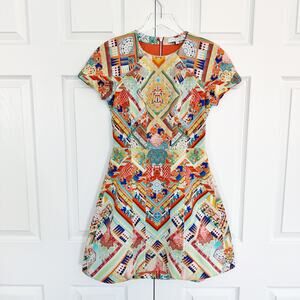 Alexis Kaleidoscope Print A-Line Mini Dress Multicolor Abstract Structured